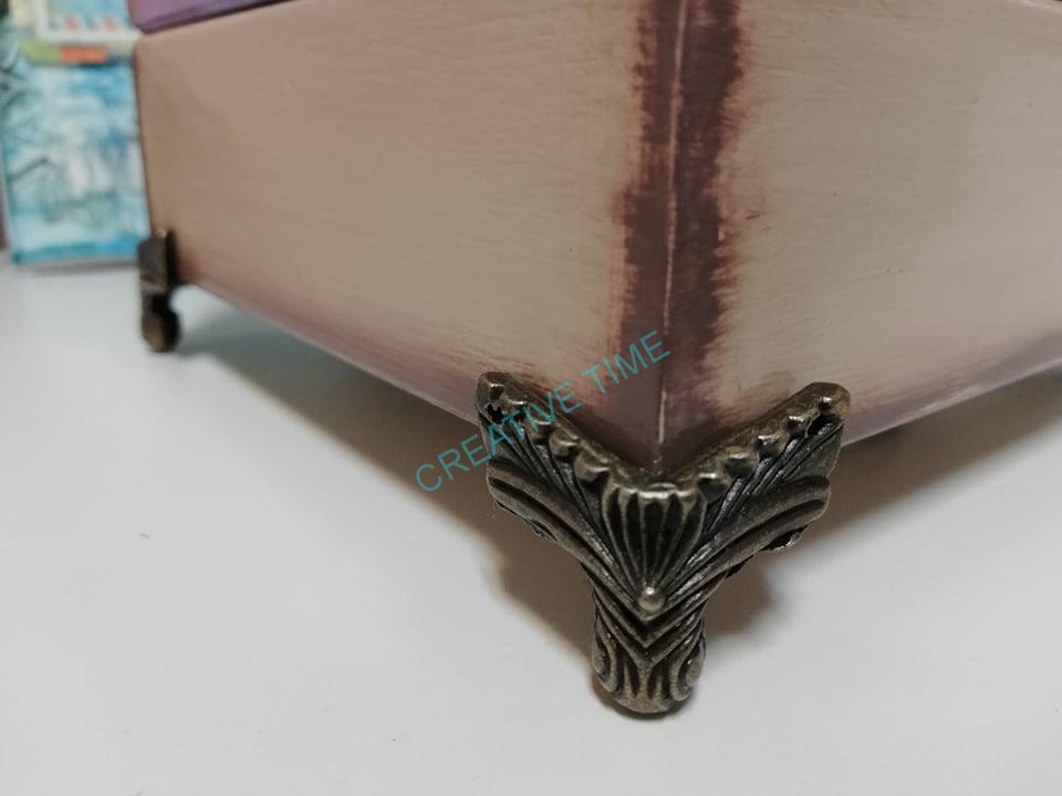 Nohy na krabičku kovové - starobronz - 31x22 mm - 4 ks