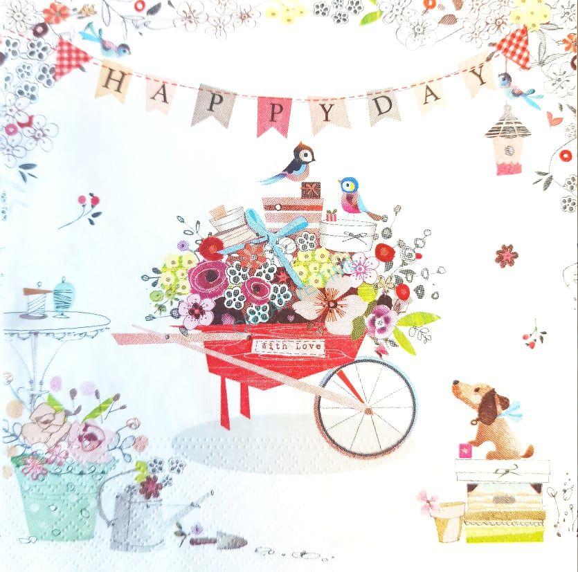 Servítka kvety/vtáčiky Happy Day