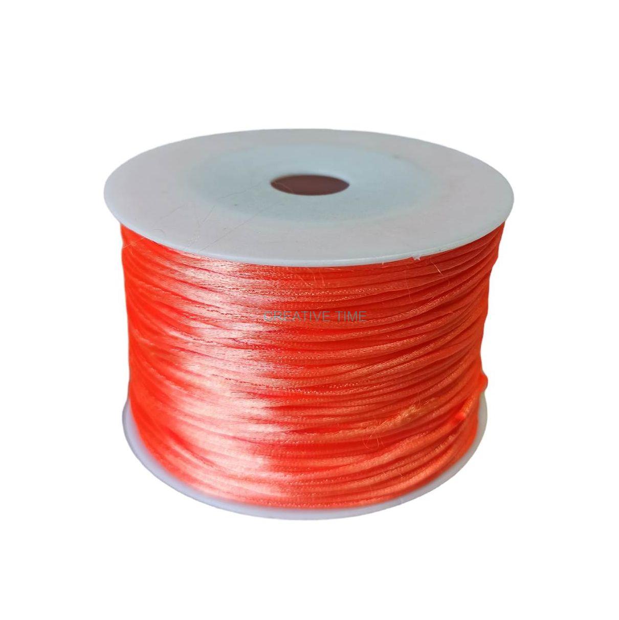 Saténová šnúra 1 mm, 10 m - oranžová neon