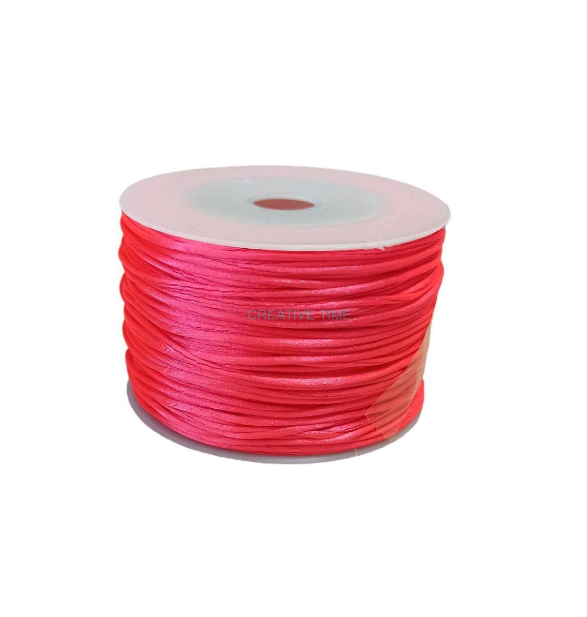 Saténová šnúra 1 mm, 10 m - ružová neon