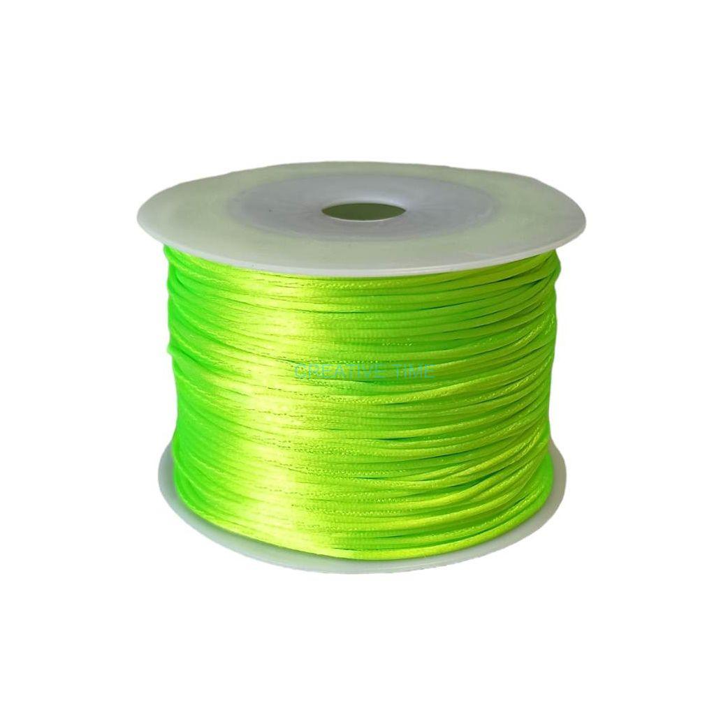 Saténová šnúra 1 mm, 10 m - zelená neon