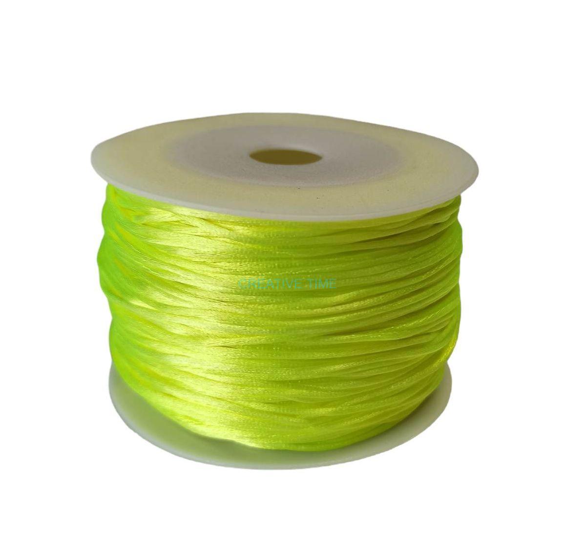Saténová šnúra 1 mm, 10 m - žltá neon