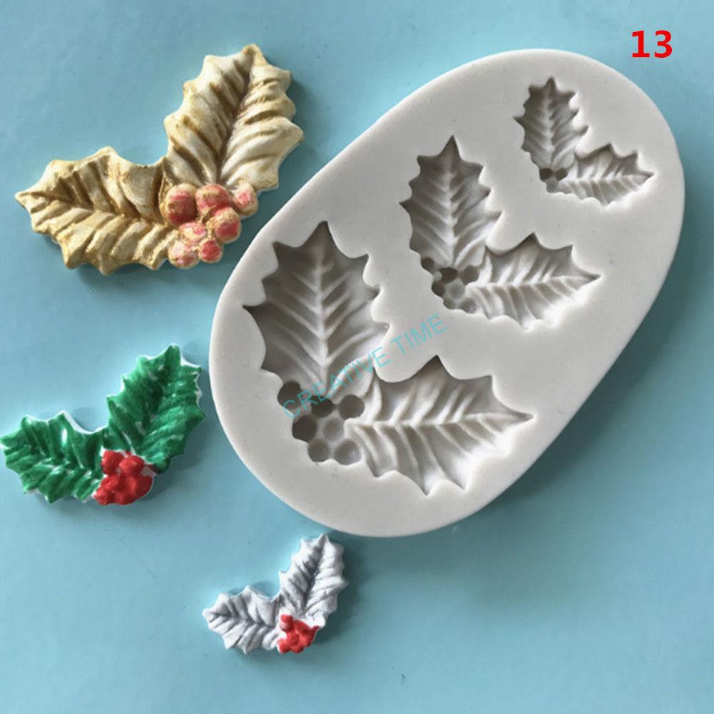 Silikónová forma vianočná - lístky cesmína, č.16