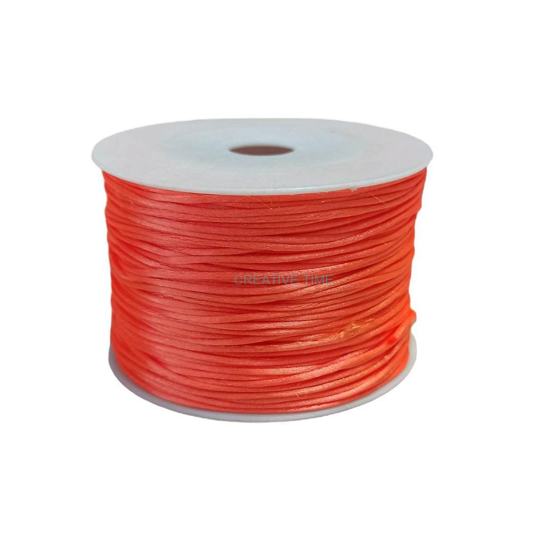 Saténová šnúra 1 mm, 10 m - oranžová neon