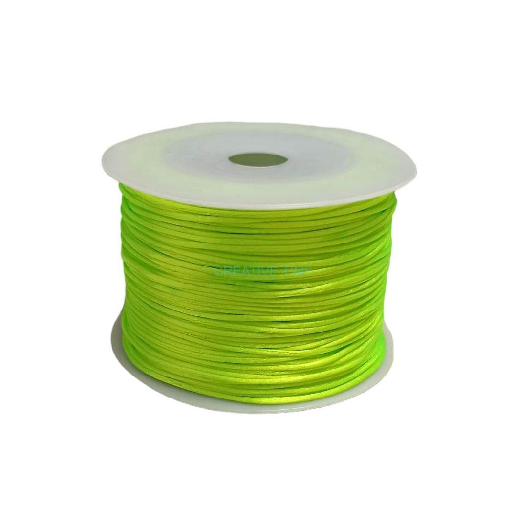 Saténová šnúra 1 mm, 10 m - zelená neon