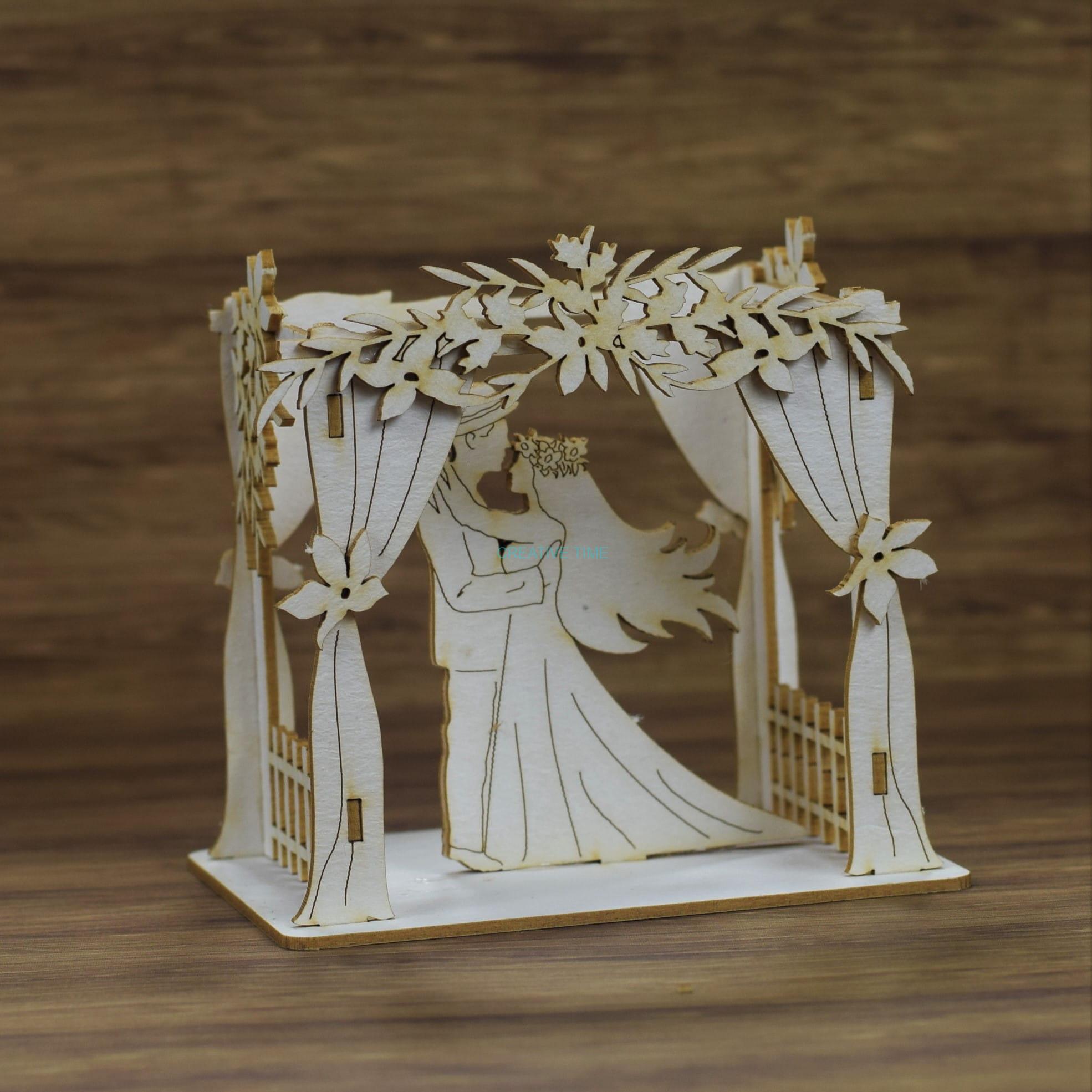 Lepenkový výrez chipboards, 3d svadobný altánok 8,5x6cm