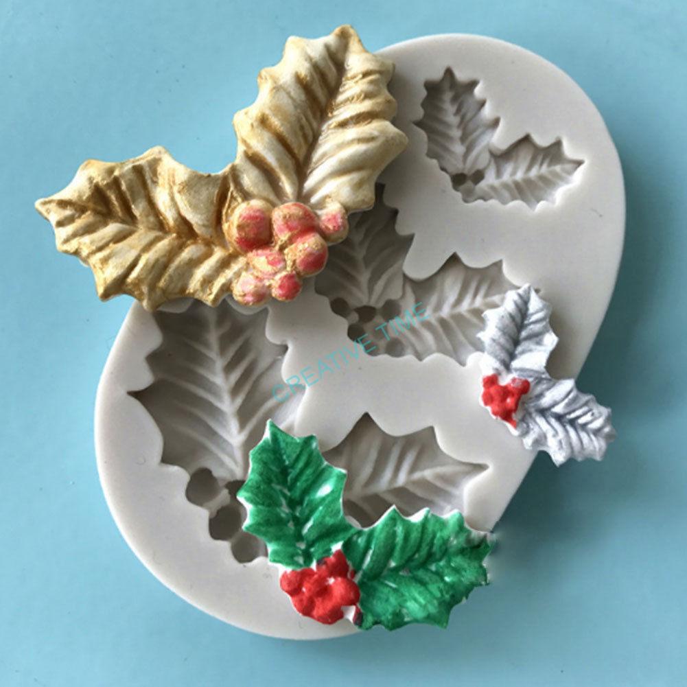 Silikónová forma vianočná - lístky cesmína, č.16
