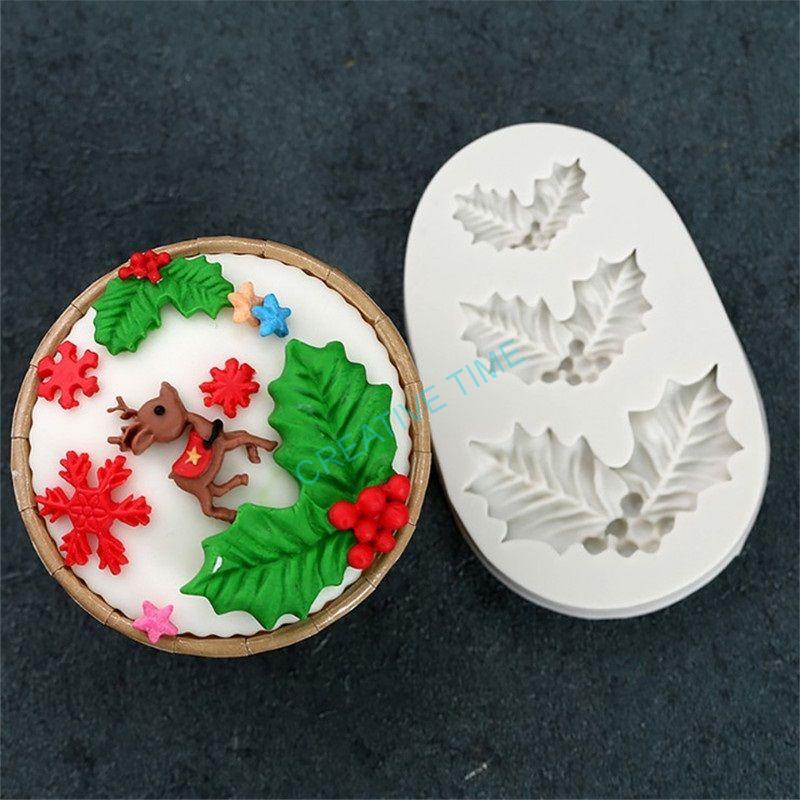 Silikónová forma vianočná - lístky cesmína, č.16