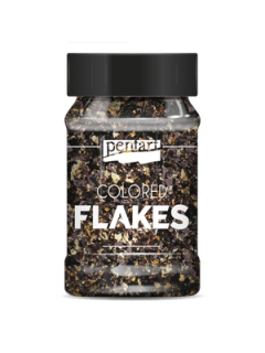 Colored flakes - vločky, čierna-zlatá, 100 ml