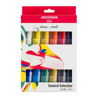 Akrylová farba AMSTERDAM, sada General Selection 12x20 ml