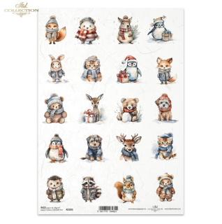 Ryžový papier R2305 - Vianoce, zvieratka
