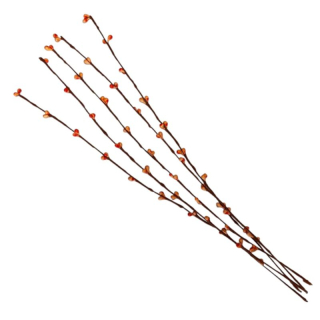 Dekorácia vetvička s púčikmi 38 cm - oranžová - 1 ks