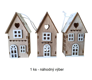 Dekorácia drevený domček hnedý 3x3,7x7,5 cm - 1 ks
