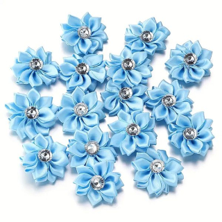 Dekorácia kvet zo stuhy 4,5 cm - 5 ks, svetlo modrá