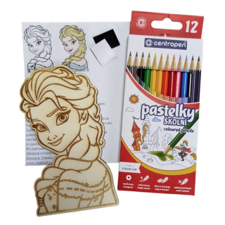 Kreatívny set pre deti - Maľovaný výrez Elza + farbičky