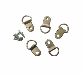 Kovový vešiačik + skrutka, strieborná - 25x10 mm, 5 ks