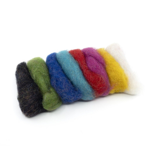 Vlna na plstenie mykaná lesklá - sada 8 farieb mix - 20 g