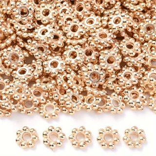 Korálka plastová venček 6 mm, svetlo zlatá, 50 ks