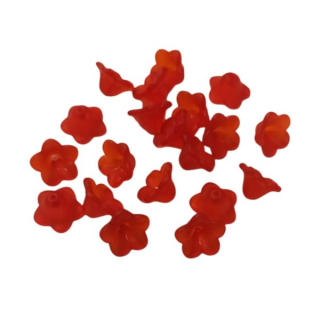 Korálka plastová zvonček 12x7 mm - 10 ks - červená