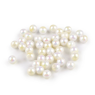 Korálky plastové perly melírované 8 mm - 10 g - biela, žltá