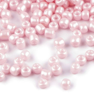 Korálky rokajl 2 mm, 25 g - ružová svetlá perleťová