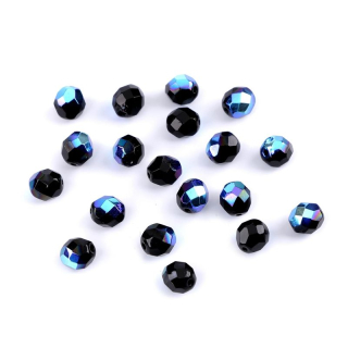 Korálky sklo brúsené ohňovky AB 8 mm, 10 g - čierne