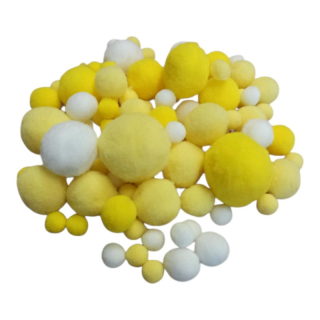 Pompom mix 1-3 cm, 100 ks - žltá