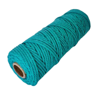 Šnúra macramé bavlnená 3mm, tyrkysová zelená - 10 m