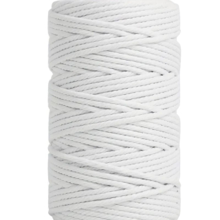 Šnúra macramé bavlnená 4 mm, biela - 45 m