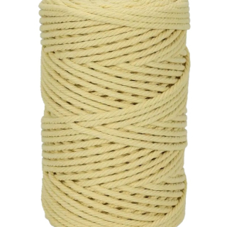 Šnúra macramé bavlnená 4 mm, pastelová žltá - 10 m