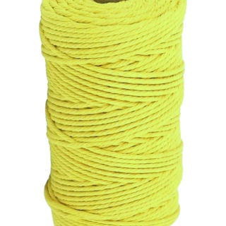 Šnúra macramé bavlnená 4 mm, citrónová žltá - 10 m