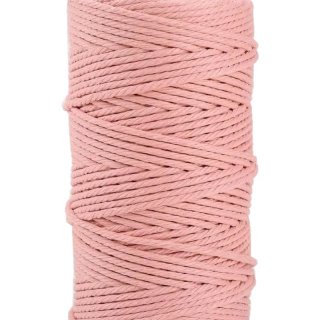 Šnúra macramé bavlnená 4 mm, ružová broskyňová - 10 m