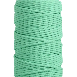 Šnúra macramé bavlnená 4 mm, zelená jablková - 10 m