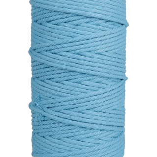 Šnúra macramé bavlnená 4 mm, svetlá modrá - 10 m
