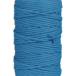 Šnúra macramé bavlnená 4 mm, modrá - 10 m