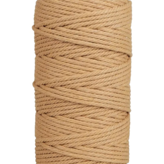 Šnúra macramé bavlnená 3 mm, svetlá hnedá - 10 m