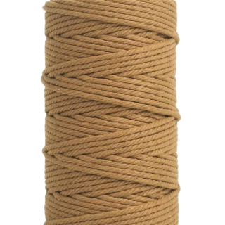 Šnúra macramé bavlnená 3 mm, oriešková hnedá - 10 m