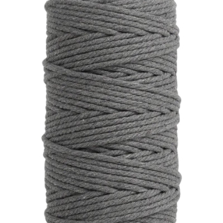 Šnúra macramé bavlnená 3 mm, tmavá sivá - 10 m