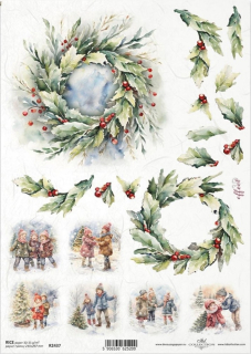 Ryžový papier R2431 - Zimna, veniec, cezmína