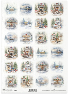 Ryžový papier R2450 - Vianoce, koník, kolotoč