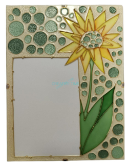 Fotorámček maľovaný na sklo - na fotku 10x15cm - Slnečnica