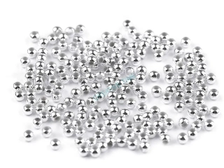 Korálky plastové strieborné, 3 mm - 500 ks