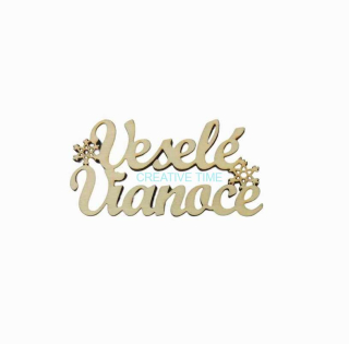 Drevený výrez Veselé Vianoce 7x3,5 cm
