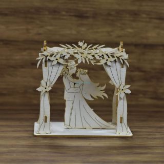 Lepenkový výrez chipboards, 3d svadobný altánok 8,5x6cm