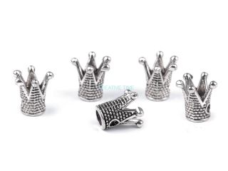 Kovová korálka korunka 10x10 mm - strieborná - 5 ks