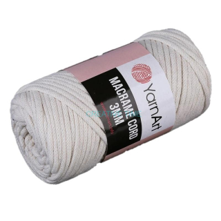 Šnúra pletená YarnArt Macrame Cord 3mm, béžová svetlá, č.752 - 10 m