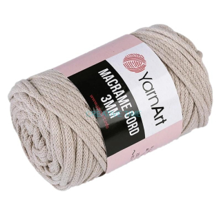 Šnúra pletená YarnArt Macrame Cord 3mm, béžová tmavá, č.753 - 4,5 m