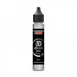 Dekoračné 3D pero, 30 ml, glitrová strieborná