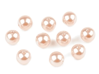 Korálky plastové perly marhuľová 10 mm, 50 ks