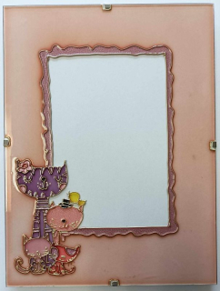 Fotorámček maľovaný na sklo na fotku 10x15cm - Mačičky